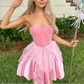 Pink Short Satin Princess Homecoming Dress Birthday Party Dress nv4701