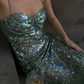 Green shiny sequins long evening dress homecoming dress cocktail party dress nv4759