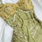 Green Beaded Floral Long Lace Chiffon Prom Dress Evening Dress Party Dress nv5135