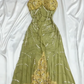 Green Beaded Floral Long Lace Chiffon Prom Dress Evening Dress Party Dress nv5135