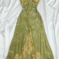 Green Beaded Floral Long Lace Chiffon Prom Dress Evening Dress Party Dress nv5135