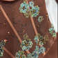 🍫Silky chocolate brown vintage beaded floral long satin Prom Dress evening dress party dress nv5136
