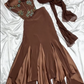 🍫Silky chocolate brown vintage beaded floral long satin Prom Dress evening dress party dress nv5136