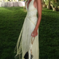 Yellow shiny beaded elegant off-shoulder long chiffon prom dress evening gown nv5218