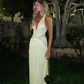 Yellow shiny beaded elegant off-shoulder long chiffon prom dress evening gown nv5218