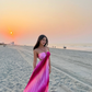 Red and pink gradient fashion suspenders long chiffon holiday party dress nv5407