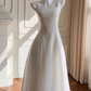 NiceVestidos-Short Homecoming Dress, Simple Waist Long White Dress, New Summer Style, Sexy Suspenders, Big Swing, Slimming Dress nv5546