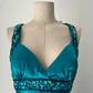 NiceVestidos--(Including Scarf) Blue-green exquisite hand-beaded long satin floor-length prom dress evening dress banquet dress Nv5578