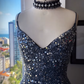 NiceVestidos-Navy blue exquisite beaded long chiffon prom dress Nv5628