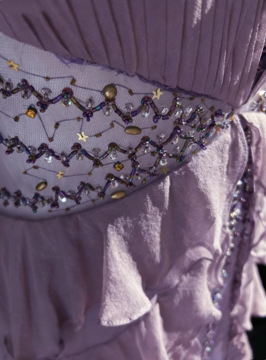 NiceVestidos--Lavender Star - Studded Bead - Embroidered Chiffon Ruffled Halter Floor - Length Ceremony Gown NV5812