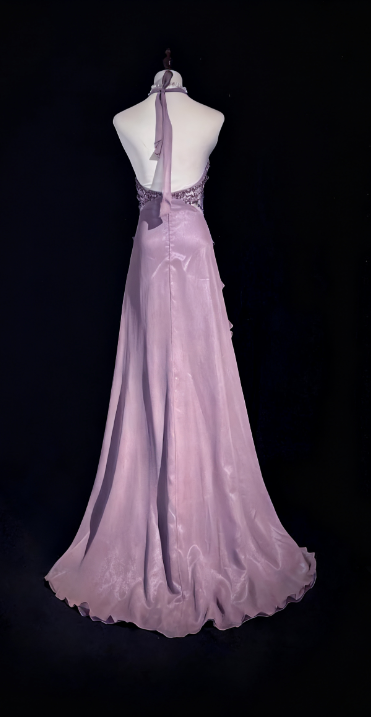 NiceVestidos--Lavender Star - Studded Bead - Embroidered Chiffon Ruffled Halter Floor - Length Ceremony Gown NV5812