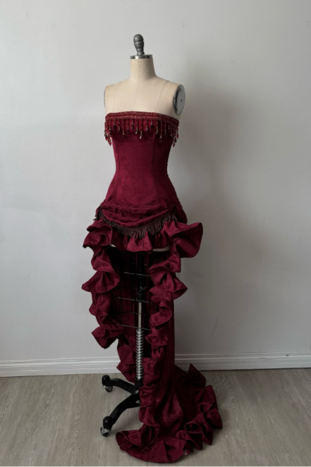 NiceVestidos-Burgundy Exquisite Beaded Long Satin Formal Prom Dress NV6154