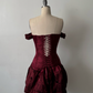 NiceVestidos-Burgundy Exquisite Beaded Short Satin Formal Prom Dress NV6156