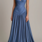 NiceVestidos - Abendkleid Blaues Satin-Abendkleid, bodenlang, NV5951