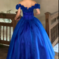 Langes, glänzendes, blaues Retro-Ballkleid NV6440