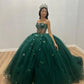 Green tulle sweet 16 years old long prom dress nv1125