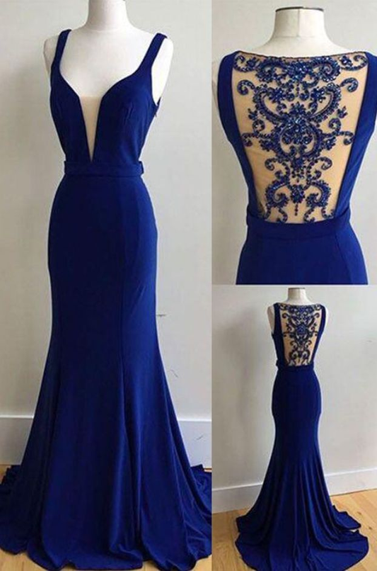 Royal Blue Velvet Prom Dress Formal Evening Dress nv1117