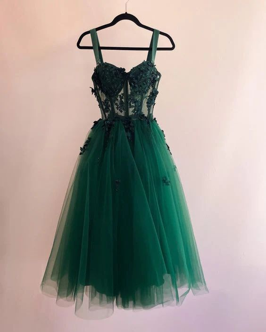Green Tulle Homecoming Dress Short Party Gown nv1124