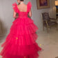 Pink A-line Long Ball Gown Fashion Dress Princess Layered Tulle Sleeveless Evening Gown Formal Dress Party Dress nv2564