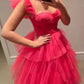 Pink A-line Long Ball Gown Fashion Dress Princess Layered Tulle Sleeveless Evening Gown Formal Dress Party Dress nv2564