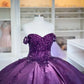 Dark Purple Quinceanera Dress Shiny Sequin Applique Off-the-shoulder Prom Dress Evening Dress nv2020