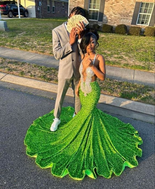 Sparkly Green Mermaid Long Sequins Prom Dress nv1261
