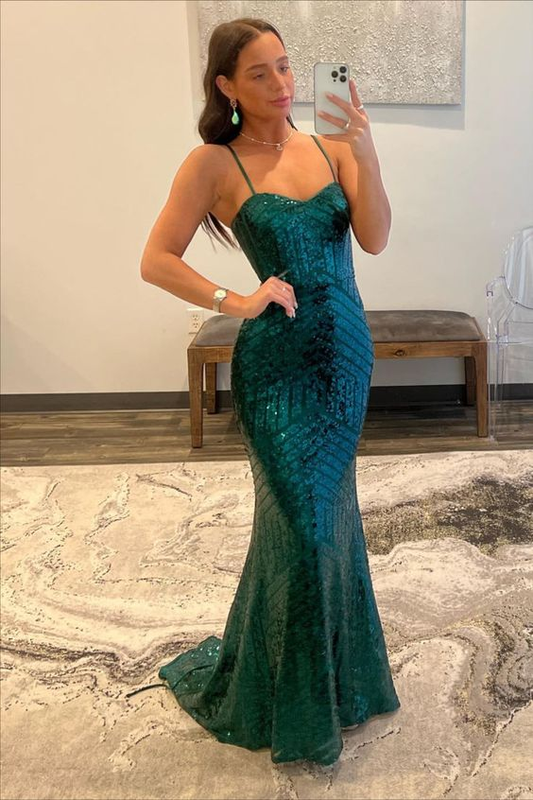 Mermaid Straps Sequin Long Prom Dress nv1271