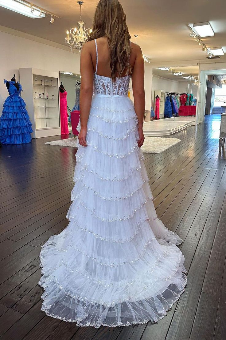 Charming A Line Sweetheart White Tulle Long Prom Dresses with Beading nv1230