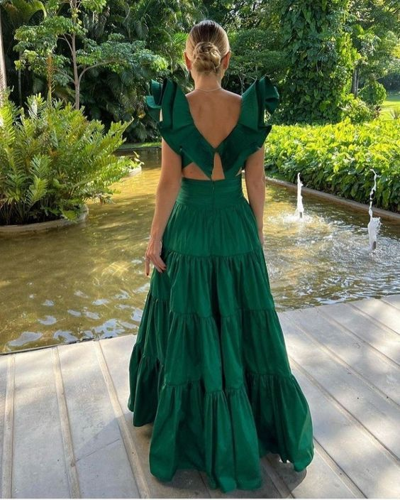 A-Line Long Green Prom Dresses nv1182