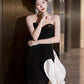 Black and White Elegant Mermaid Sweetheart Satin Long Ball Gown Evening Dress Party Dress nv2318