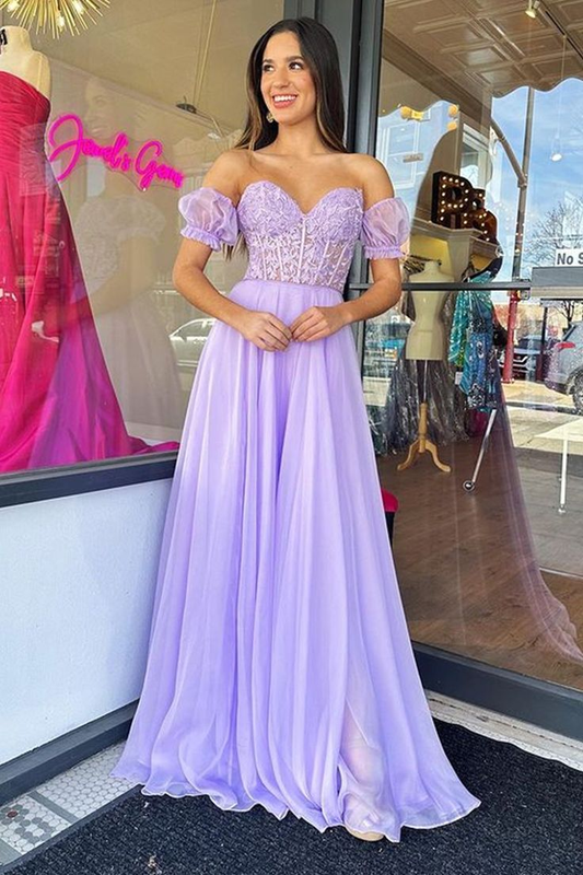 Strapless Sweetheart Neck Purple Lace Long Prom Dress nv1315