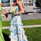 Blue Print Sexy Prom Dress, Long Evening Dress Prom Dresses nv1344
