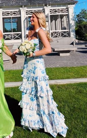 Blue Print Sexy Prom Dress, Long Evening Dress Prom Dresses nv1344
