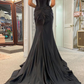 Unique Satin Off The Shoulder Long Prom Dress with Slit nv1222