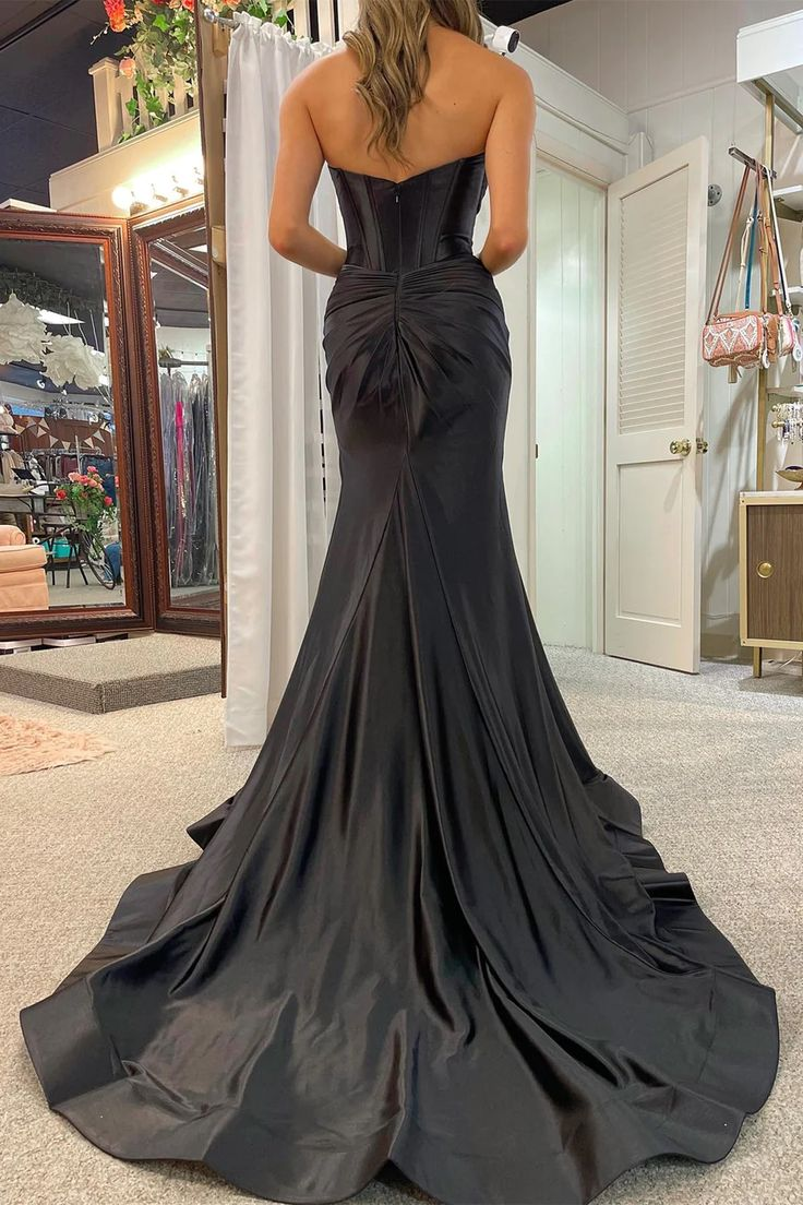 Unique Satin Off The Shoulder Long Prom Dress with Slit nv1222