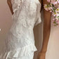 White lace long prom dress layer evening dress nv1740