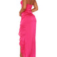 Hot Pink Vintage Slim Fit Suspender Long Prom Dress Evening Dress Birthday Dress Party Dress nv2195