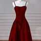 Sexy Burgundy A-Line Strapless Satin Long Ball Gown Evening Dress nv2138