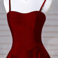 Sexy Burgundy A-Line Strapless Satin Long Ball Gown Evening Dress nv2138