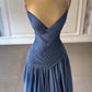 NiceVestidos - Abendkleid Blaues Satin-Abendkleid, bodenlang, NV5951