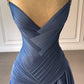 NiceVestidos - Abendkleid Blaues Satin-Abendkleid, bodenlang, NV5951