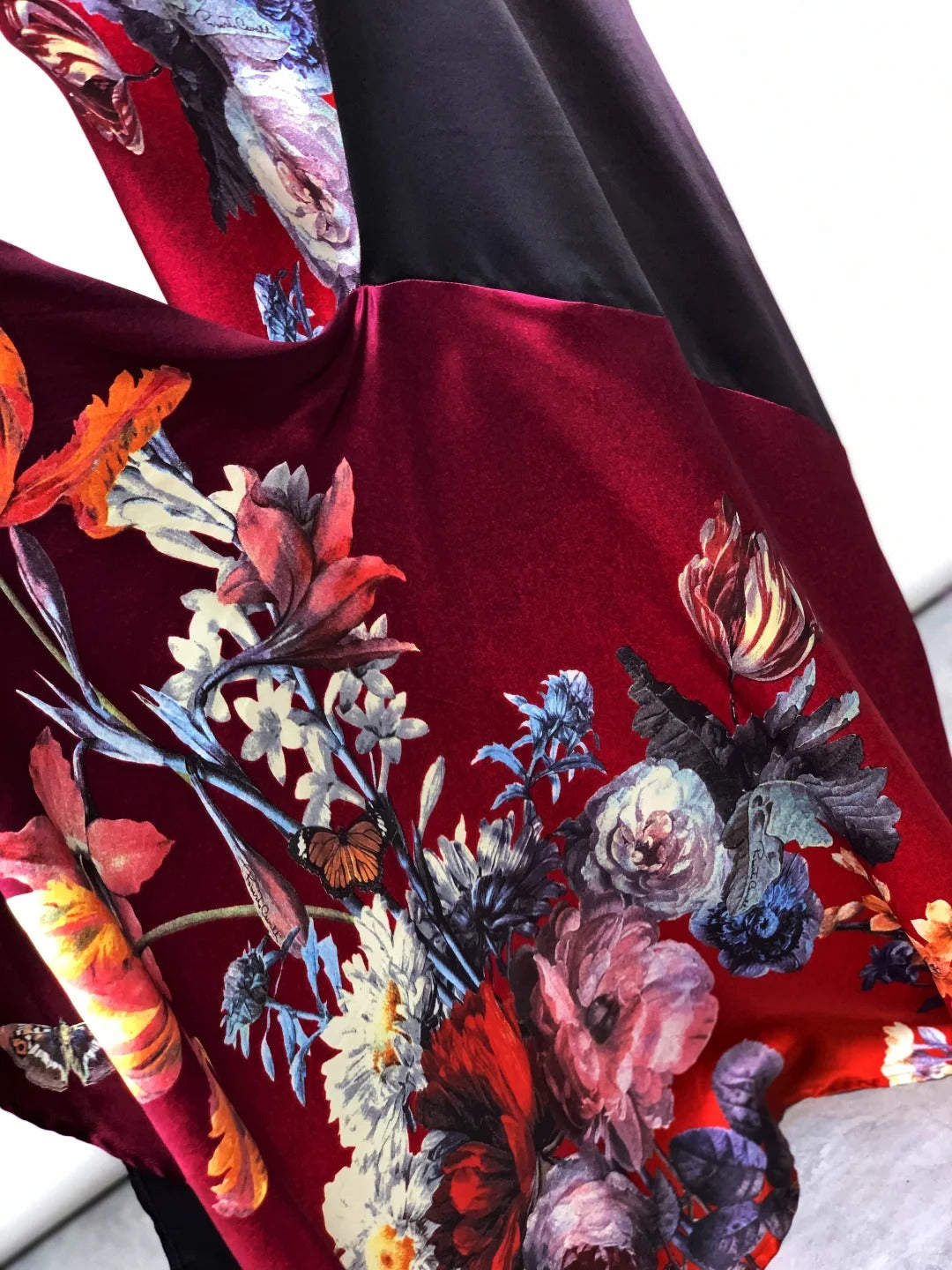 Red Charming Floral Long Satin Prom Dress Evening Dress Party Dress nv5137