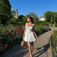 Lace Backless Pleated Short Skirt Slim Fit Corset Sexy Mini Dress French Elegant White Gown nv1712