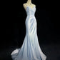 Blue ball gown elegant spaghetti straps ball gown pleated sweetheart neckline sexy backless fishtail celebrity party evening dress nv4153
