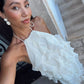 White bubble tulle strapless long evening dress party dress nv2700