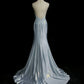 Blue ball gown elegant spaghetti straps ball gown pleated sweetheart neckline sexy backless fishtail celebrity party evening dress nv4153