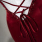 Burgundy Sexy Exquisite Beaded Mermaid Spaghetti Strap Floor Length Satin Backless Ball Gown Evening Gown Party Dress nv3601