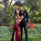 Dark purple stylish elegant long satin backless ball gown evening dress nv3626