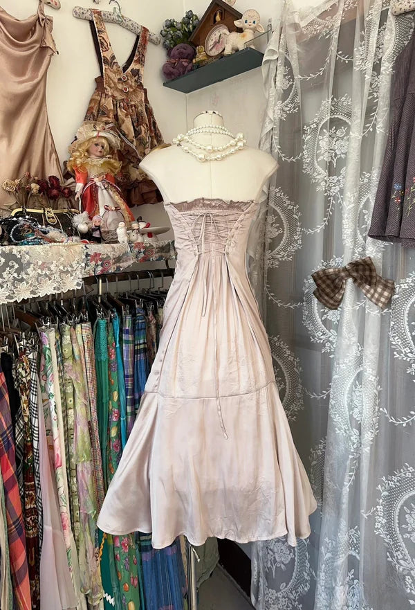 NiceVestidos--Pink Satin Simple Retro Fashion Mermaid Off-the-shoulder Short Birthday Dress Cocktail Dress Homecoming Dress NV5699