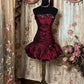 NiceVestidos-Red Floral Satin Short Formal Homecoming Dress Hoco Gown nv5495